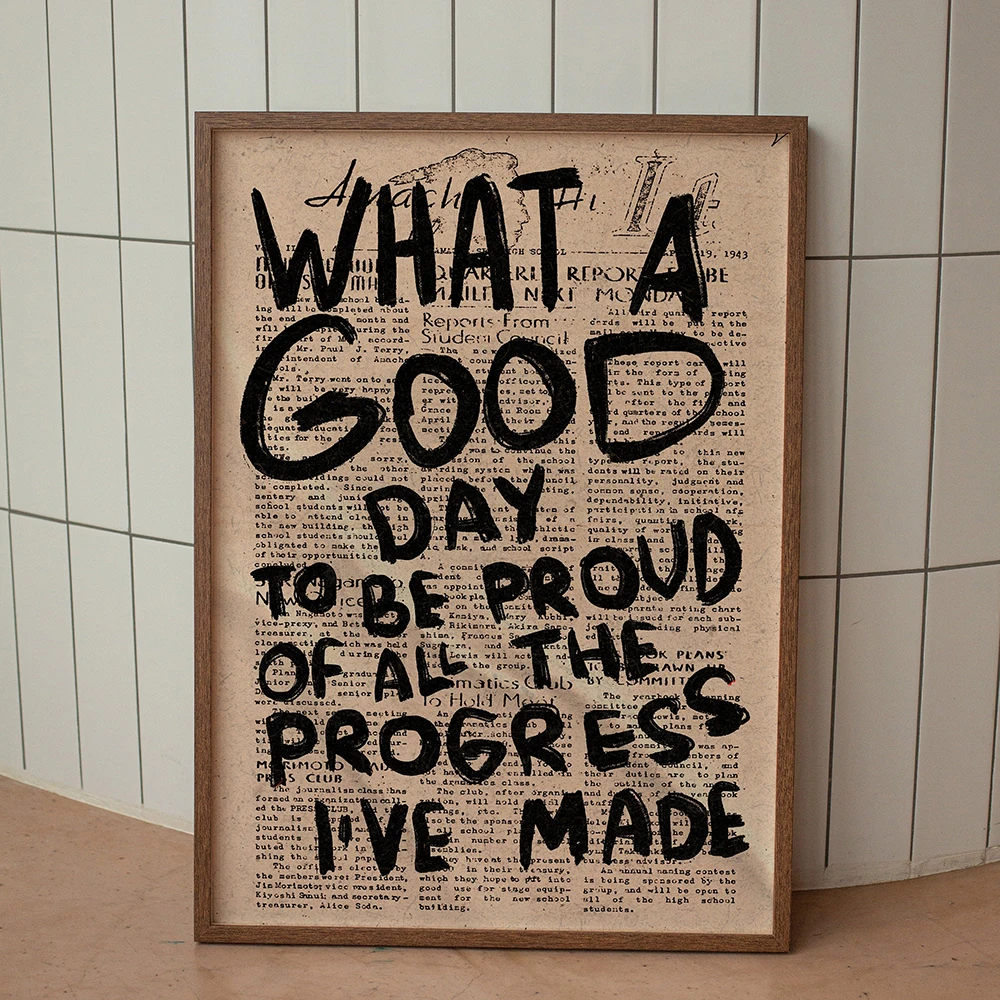 Dramatic Retro Motivational Quote Newspaper Typography Canvas Poster Modern Trendy Wall Art Picture Print Home Gym Office Decor