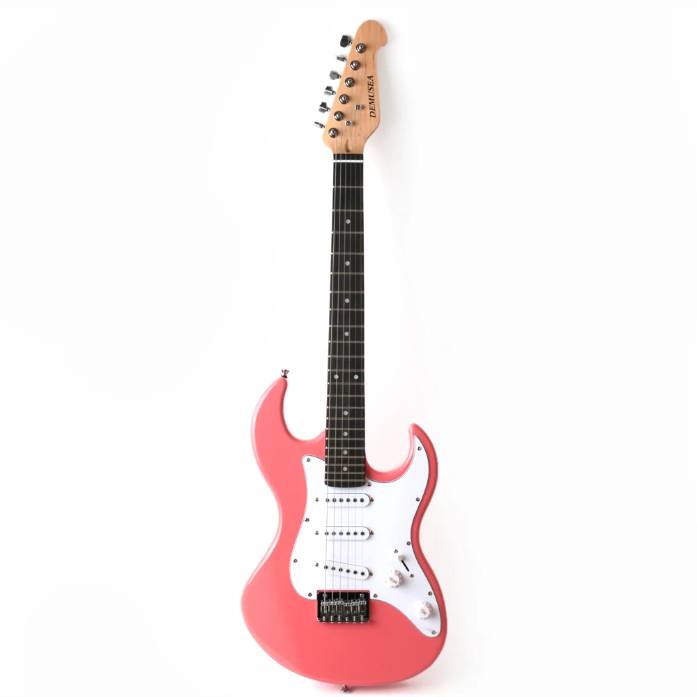 36inch 3/4 size mini travel electric guitar 3single pickups fixed bridge with gigbag pink color phoenix body maple neck