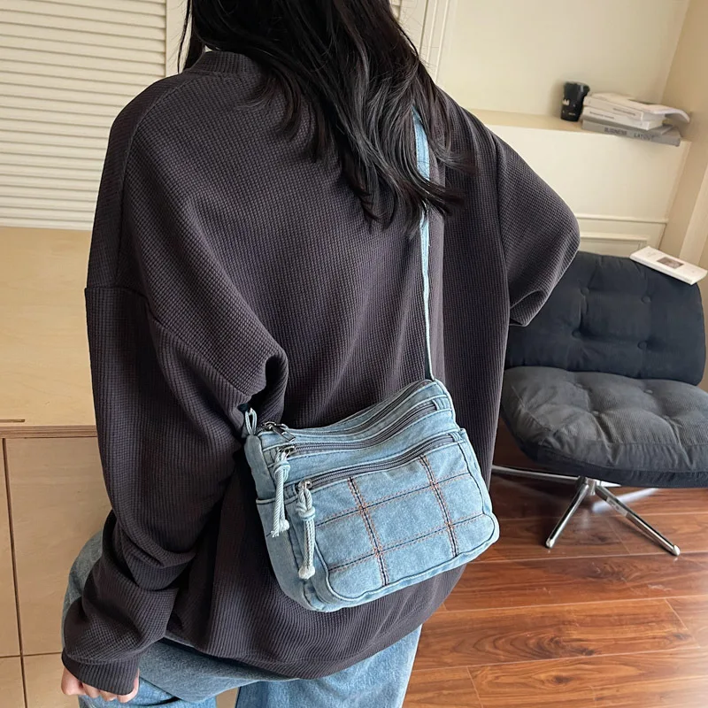 

Canvas Shoulder Messenger Women's Bag Small Korean Vintage Crossbody Bag for Girl Student 2025 Denim Cloth Mini Female Handbags