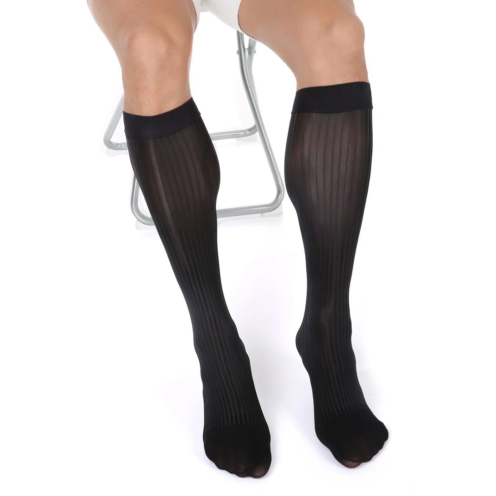 Sexy Strümpfe Elastisch Durchsichtig Hohe Socken Business Formell Business Transparente Strümpfe Männer Transparent Lange Socken – Detail 1