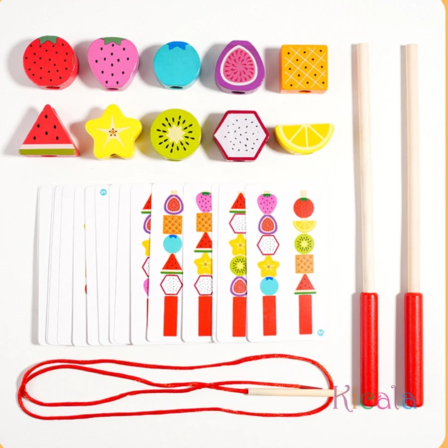 Juego de rompecabezas a juego con formas de colores, juguetes de madera con cuentas coloridas Montessori, juguetes educativos para edades tempranas, regalo para niños