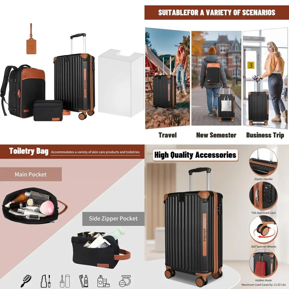 

Винтажный мужской чемодан для ручной клади 20, рюкзак, твердый корпус из АБС-пластика + ПК, защитный чехол и бирка — черный, коричневый