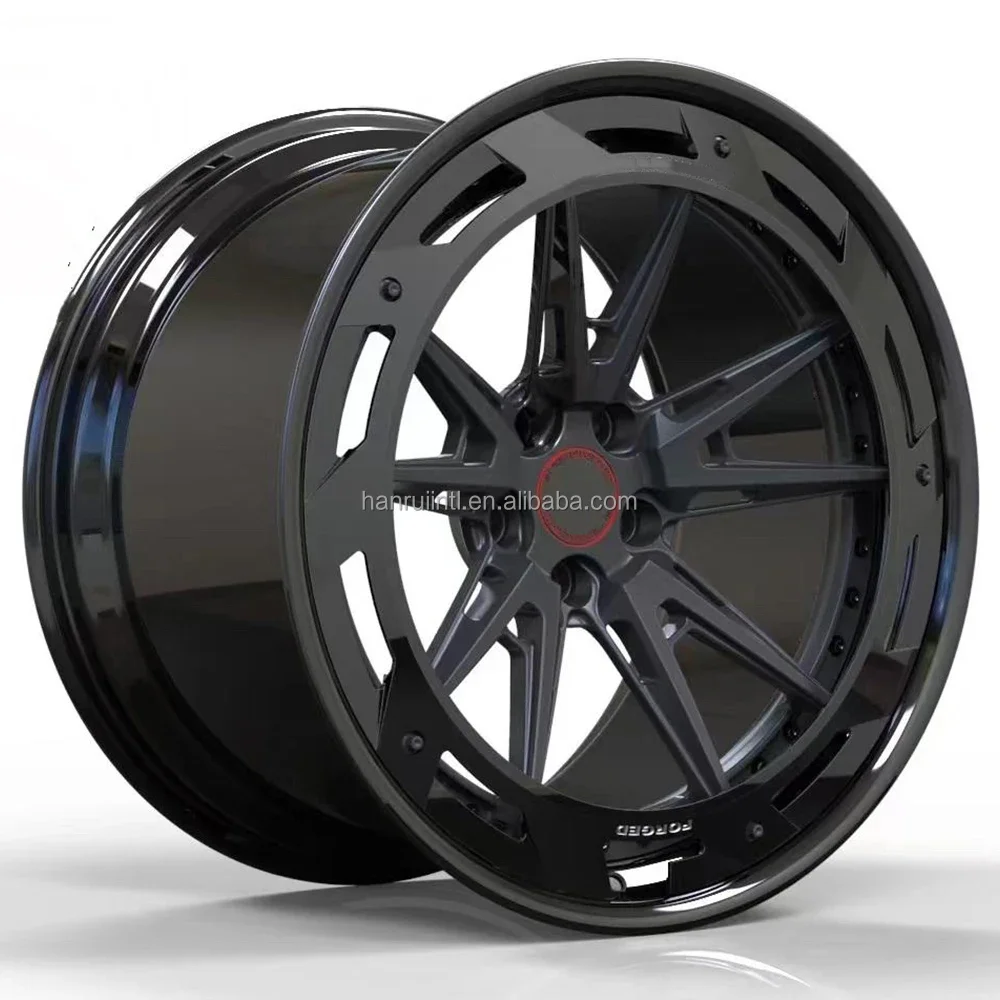 Racing wheels with aero ring 19inch 5X120 2 piece forged car rims