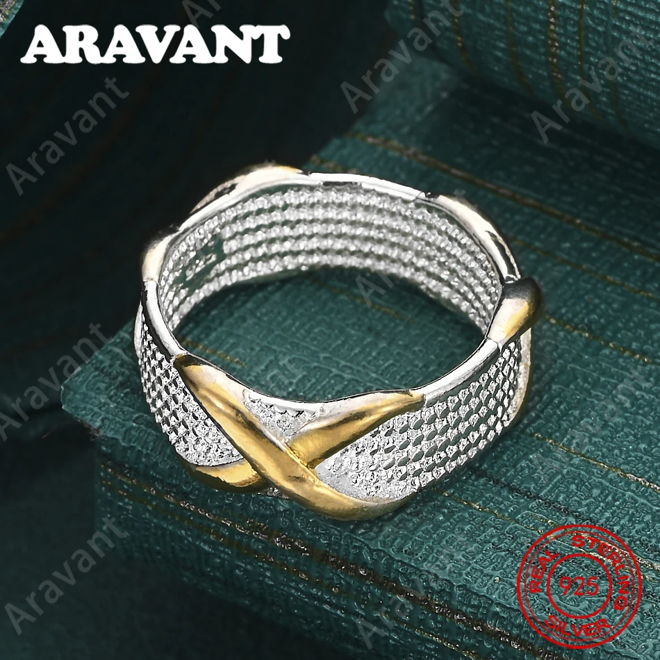 925 Sterling Silver Two-Tone Letter Ring (5-10 Sizes) - Women'S Commuter Accessory, Christmas Gift Jewelry