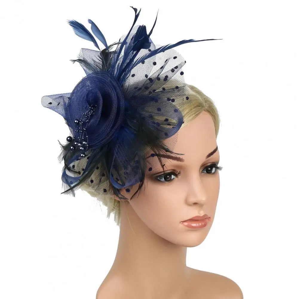 Chapeau Fascinateur en Maille pour Femme, Fausse Plume, Bande de Sauna, ixde Thé, Cocktail de Mariage, Plumes de Fleur, Pince à Cheveux, Vêtements de Sauna pour Patients