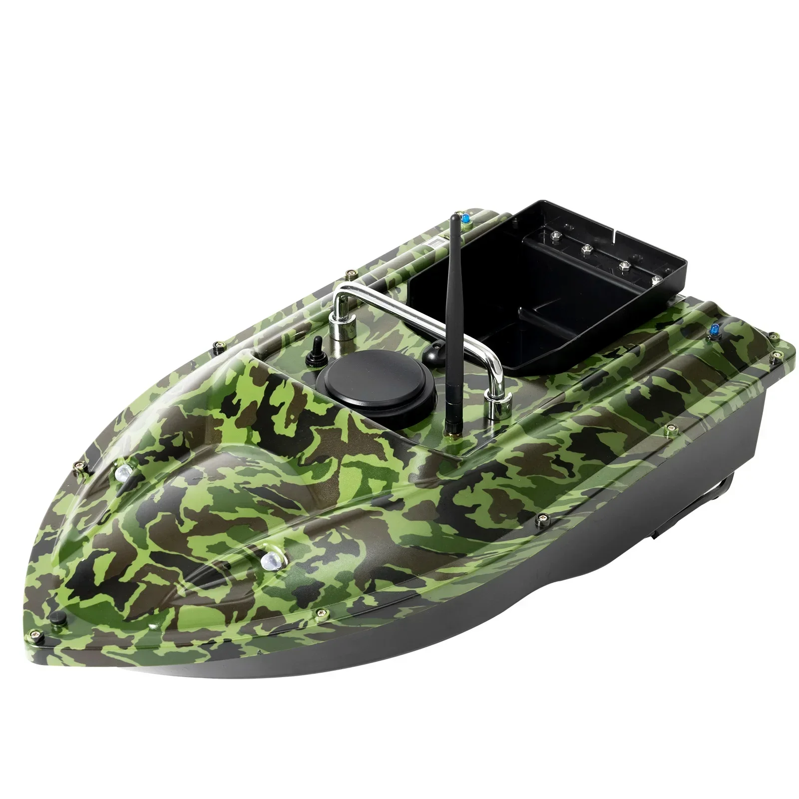 Barca da pesca telecomandata, capacità 3,3 libbre, doppi motori, controllo della velocità, luci a LED, adatta per la pesca sul lago, sul fiume e in mare