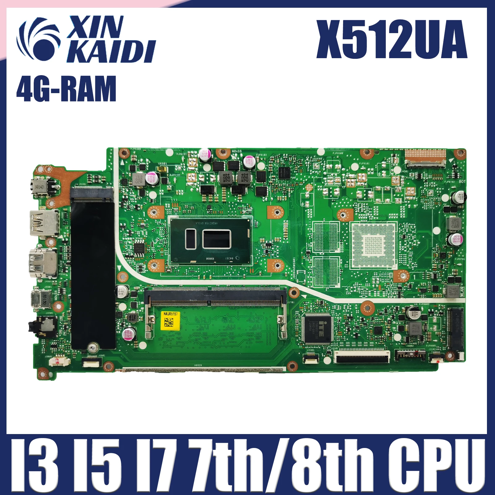 X512UA Mainboard For ASUS X712UA F512U A512U Y5100U V5000UA X512UB X512UF Laptop Motherboard CPU i3 i5 i7 7th/8th Gen 4G RAM