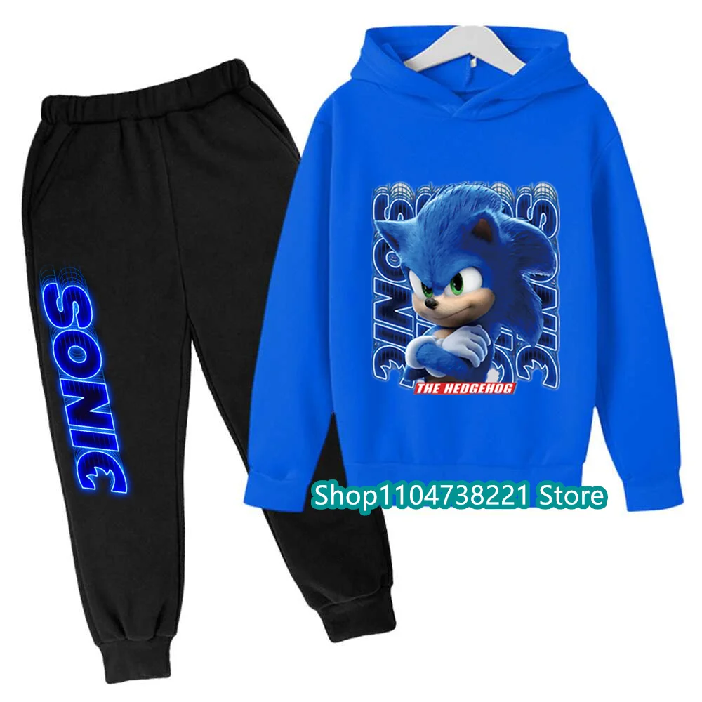 Sonics – ensemble sweat à capuche imprimé dessin animé, offre spéciale 2D, pour enfants, adolescents, garçons et filles, décontracté, automne et hiver, 2025