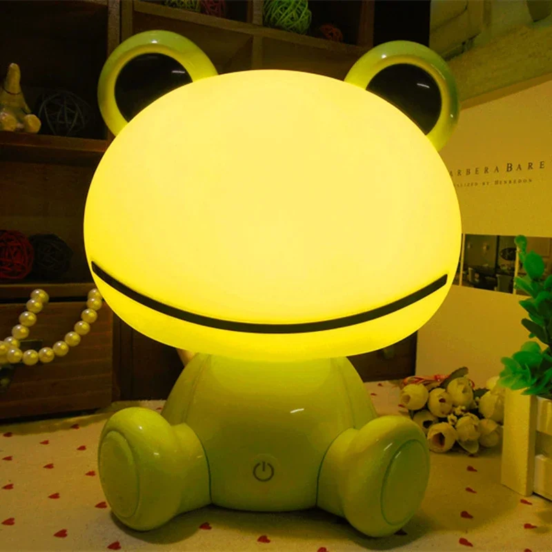 Modern Cute Animal Night Lights for Baby Children\'s Room Pink Green Frog Lamp Christmas Gift Bedroom Beside Deco USB Night Light