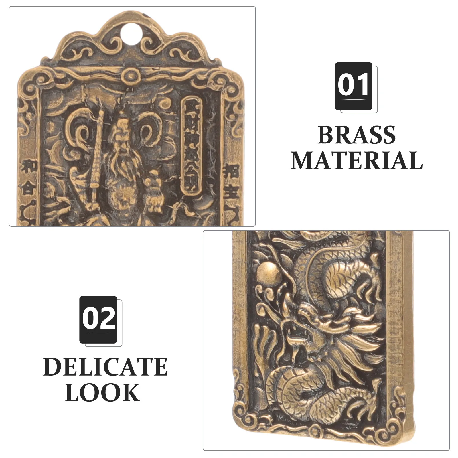 

10Pcs Chinese Amulet Pendant The God of Fortune Card Auspicious Decoration Lucky Protection Metal Amulet Pendant for Wallet