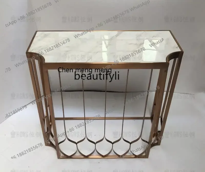 B178 Postmodern Entrance Entrance Hall Strip End View Table Stainless Steel Art Heart Decoration Entrance Table2936