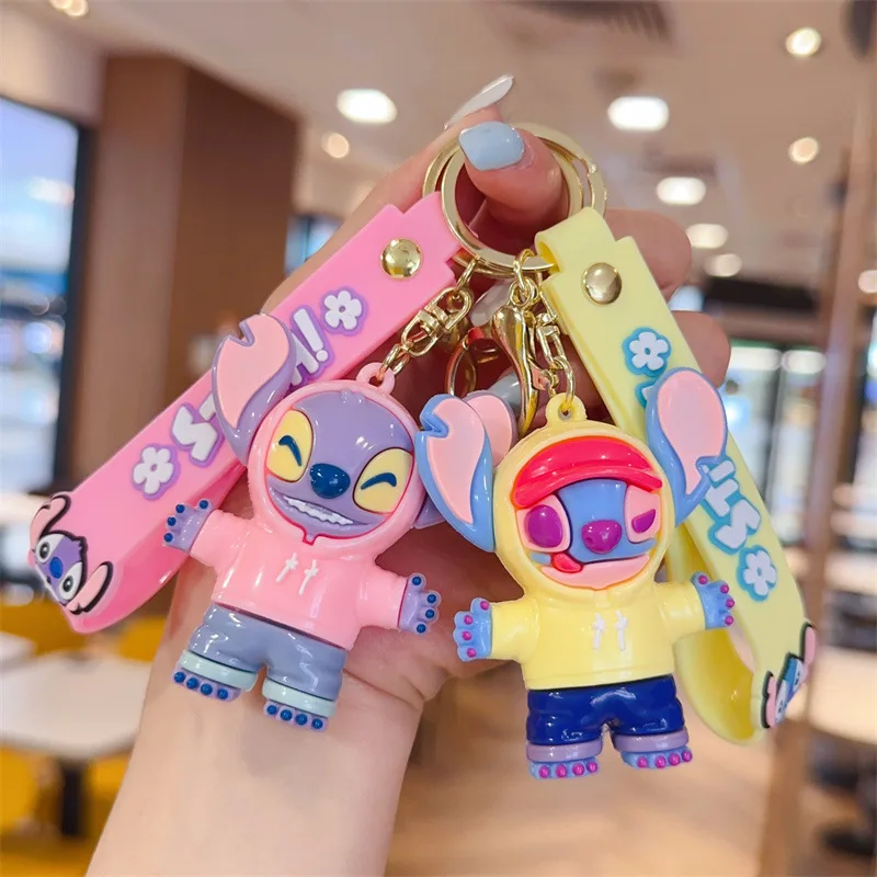 

NEW 6PCS Stitch Gen Z Street Series Figure Key Ring Disney Stitch Dress-up Show Vinyl keychain Pendant Soft Cartoon Doll Gift