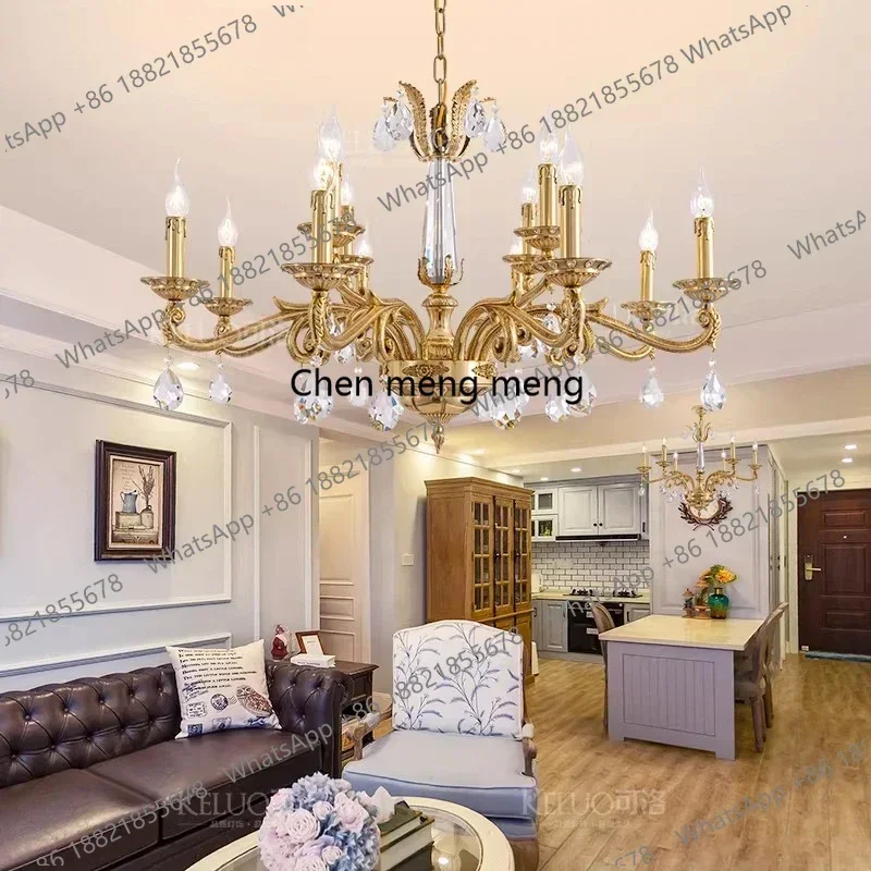 Asmt49 New French chandelier, all copper living room lamps, American retro restaurant lamps
