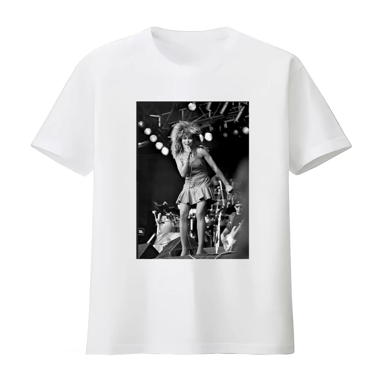 Rip Queen Of Rock Tina Bw T-Shirt Summer Casual Cotton Tee Oversized Streetwear Tops Vintage Graphic Print Unisex Men Women