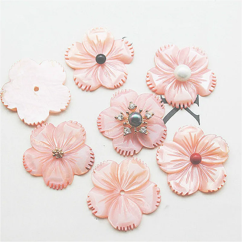 5pcs / pack Natural Shell Flower Beads Dyed Five Petals Bauhinia Beads Jewelry Making DIY Earrings Hairpin Jewelry Accessories