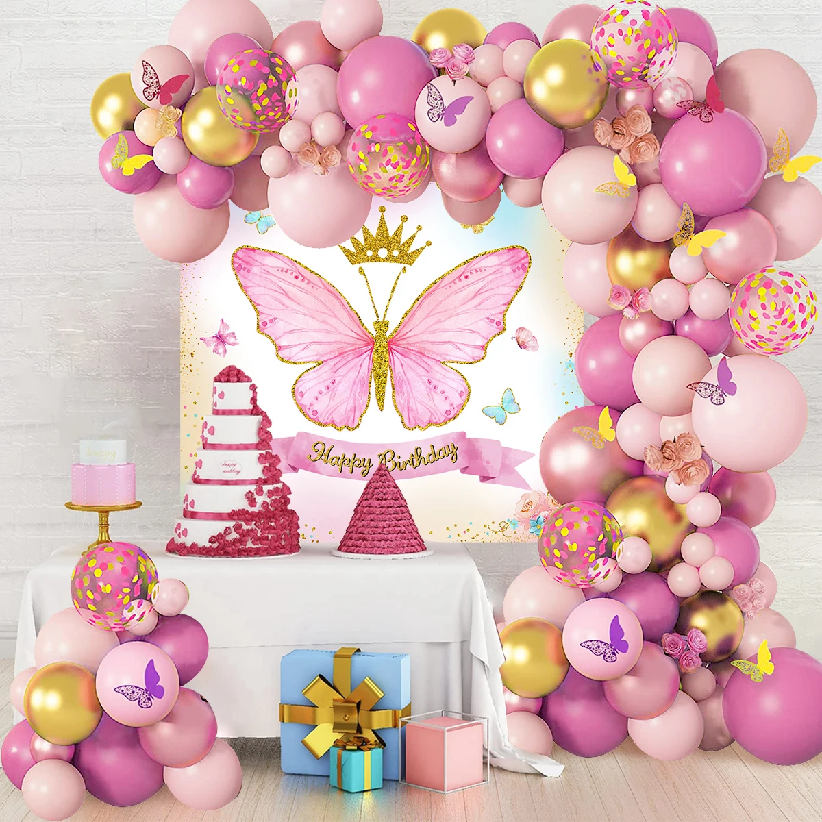 Maleta de fiesta de mariposa, bolsas de regalo de dulces, bolsa de embalaje de galletas, de feliz cumpleaños decoración de fiesta, suministros de