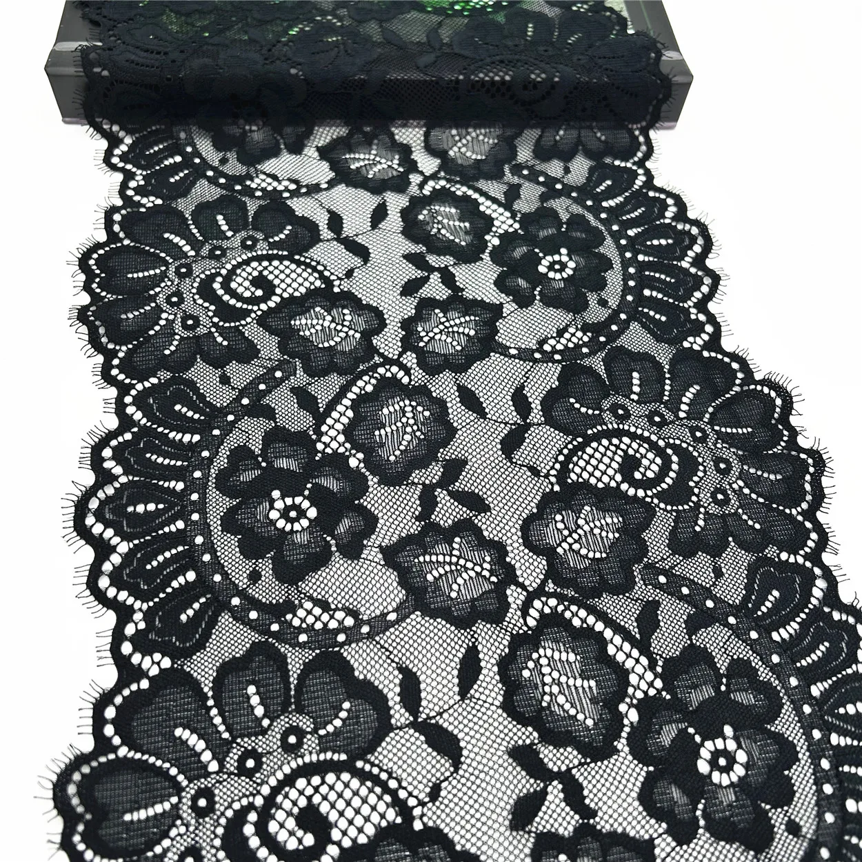 3y/lot genişliği 22cm siyah elastik streç dantel süs iç çamaşırı etek Hem iç çamaşırı dikiş zanaat DIY giyim kumaşlar dantel