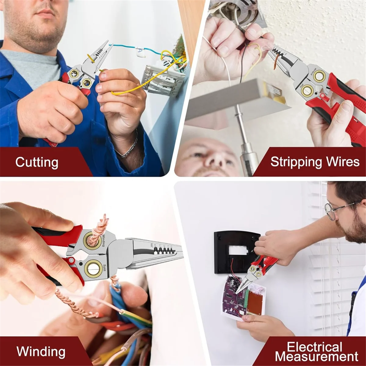 ABNJ Multifunctional Wire Stripper Twister for Cutting and Pulling Wires,Cable Scissors,Voltage Tester Plier,12V to 250V Live