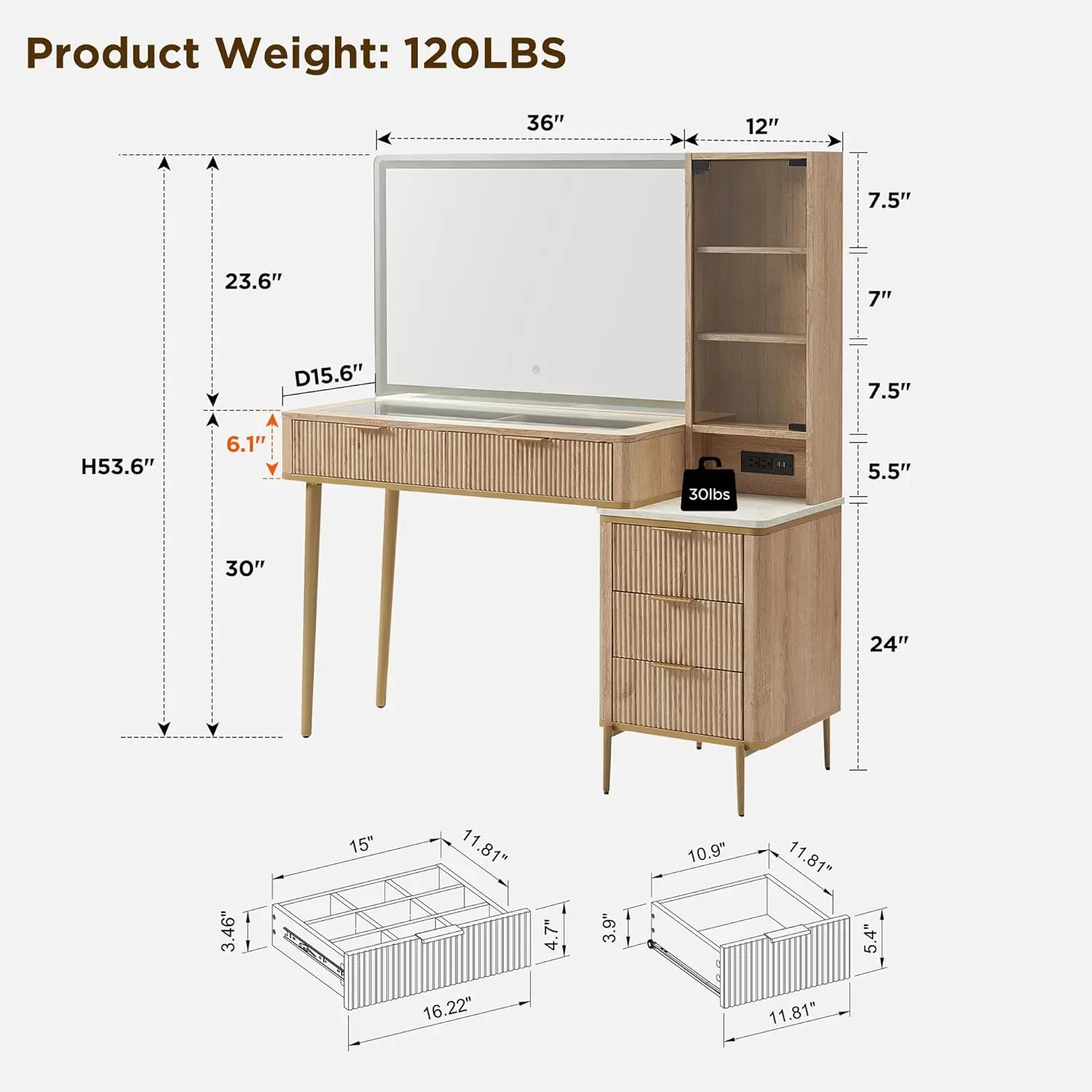 Fluted HD Vanity Desk 6