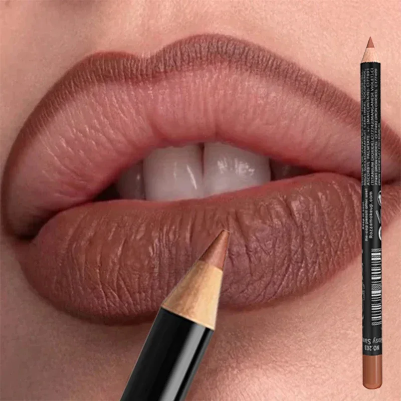 Lápis de batom matte impermeável de longa duração, lipliner de madeira, lápis Nude Lip Liner de alta pigmentação, ferramenta de maquiagem labial 14 cores