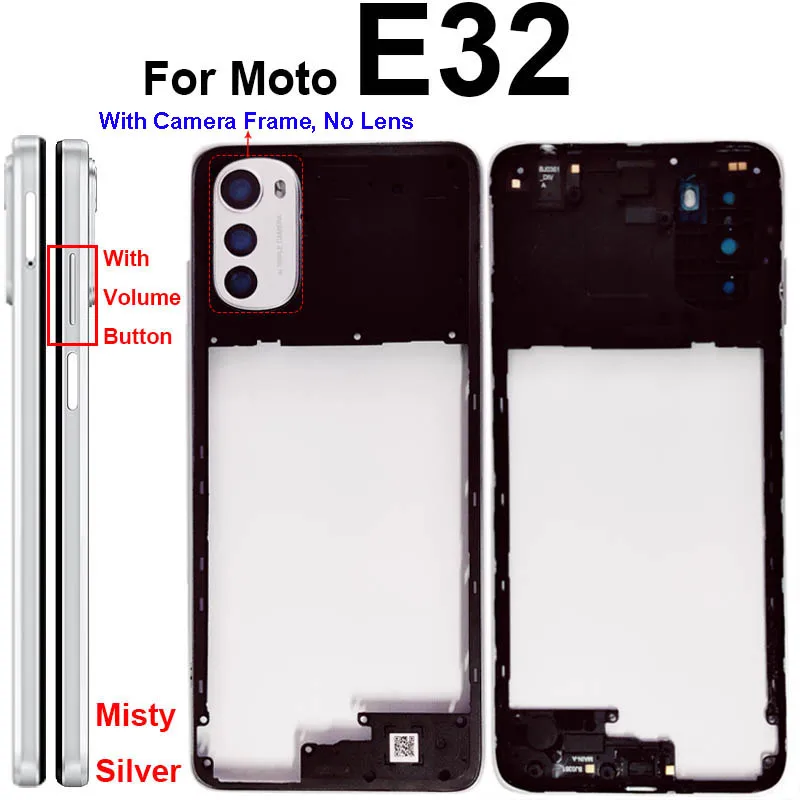 Middenframeafdekking voor Motorola MOTO E22 E22i E32 E32S Middenbehuizing met lensframedelen