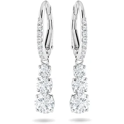 Huitan Fashion Shining Pendant Earrings Female Engagement Jewelry with Bright Round Zirconia Luxury Silver Color Accessories