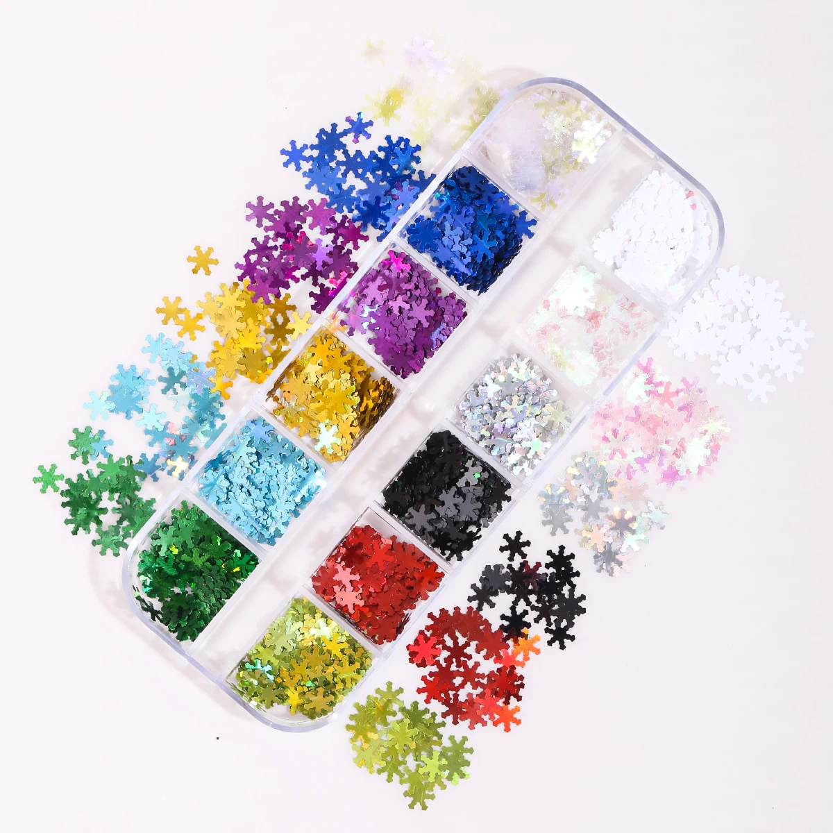 12 Grids Mixed Four Pointed Star Design Nail Glitters Holographic Glitter Sequins Nail Patch DIY Nail Art Decoration