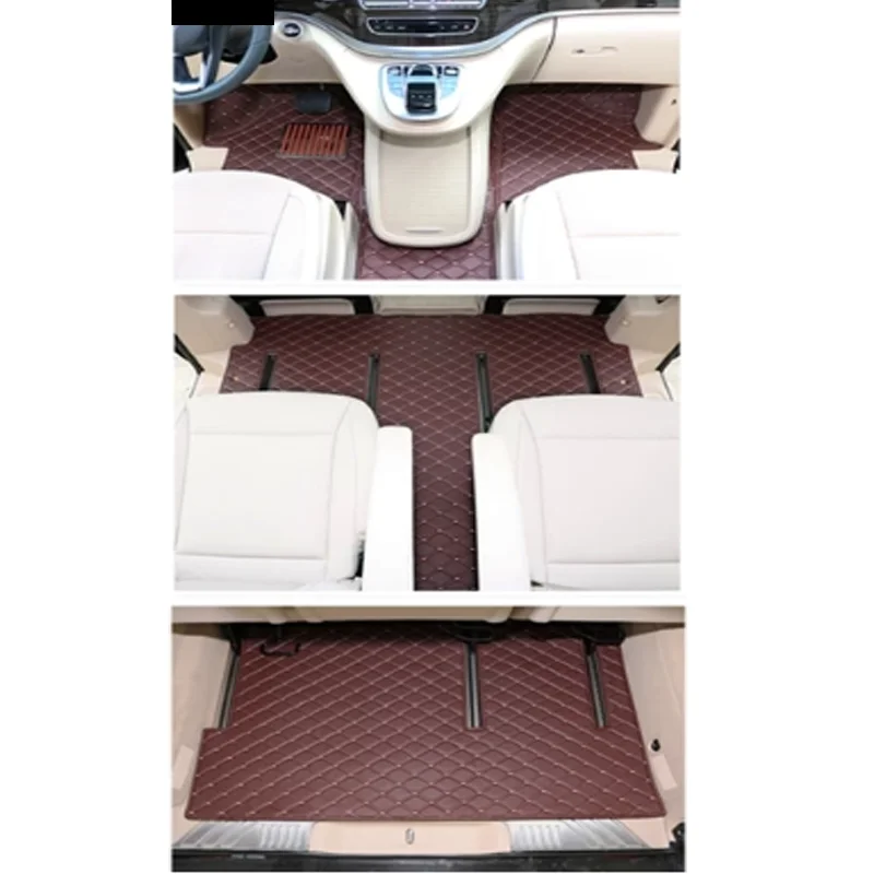 Custom Quality full set car floor mats + trunk mat for Mercedes Benz V 250d 2022-2014 7 8 seats waterproof carpets rugs for