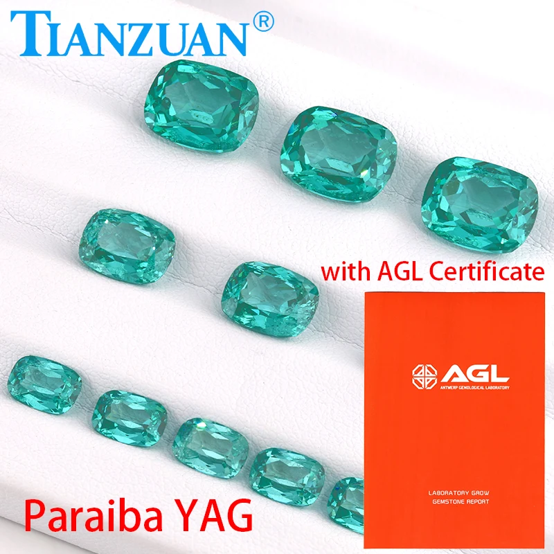 

Paraiba Color Lab Grown YAG Антикварная форма подушки Синтетический Yttrium Алюминий Гранат Свободные драгоценные камни Камень для изготовления ювелирных изделий