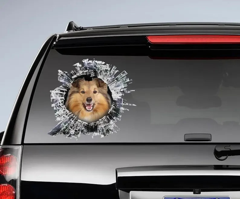 Shetland Sheepdog window sticker, car sticker, window sheltie decal, Shetland Sheepdog decal