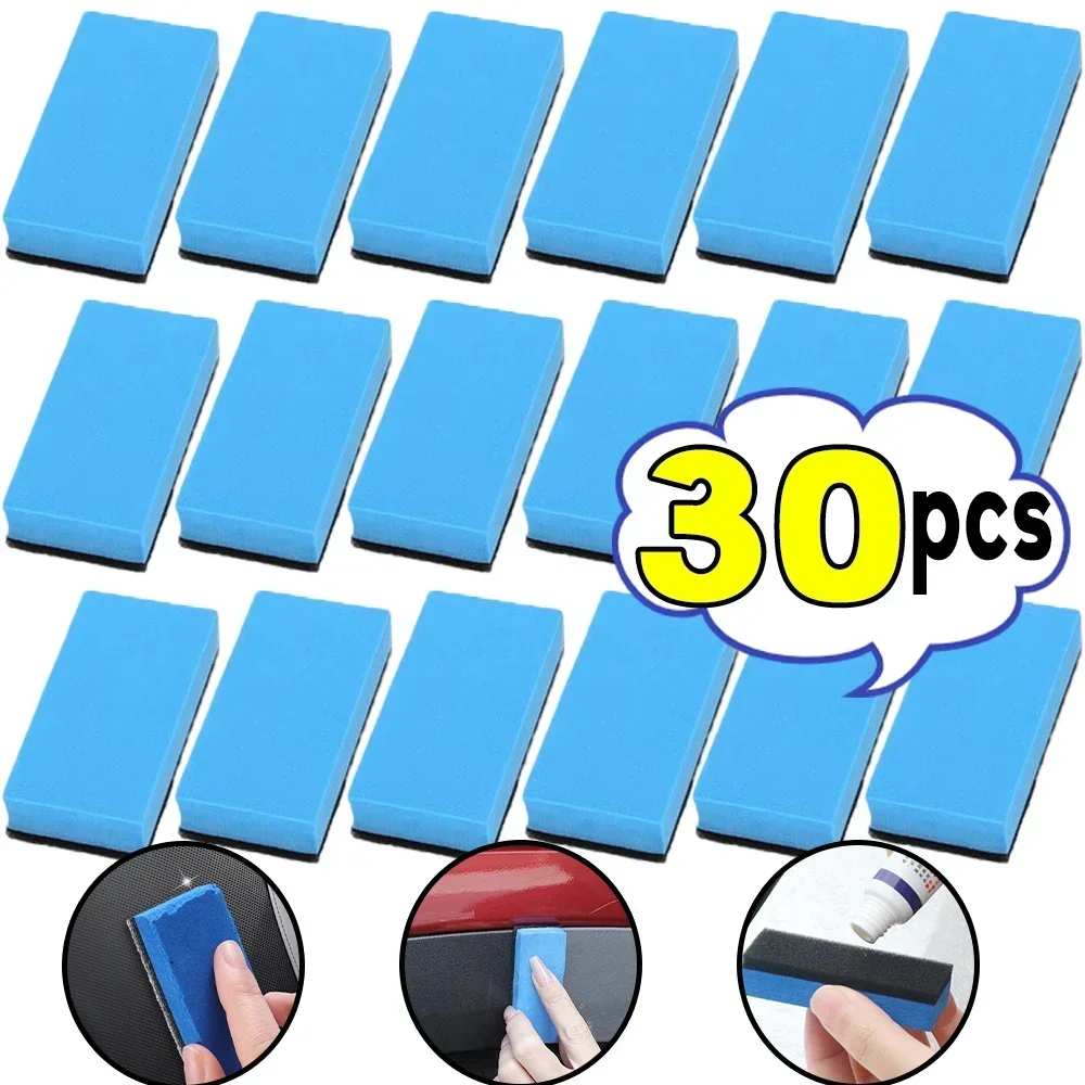 1/30pc Car Ceramic Coating Sponge Applicator 30/1PCS Glass Nano Wax Coat Sponges Blue Square Sponge and Cloth Cleaning Accessory