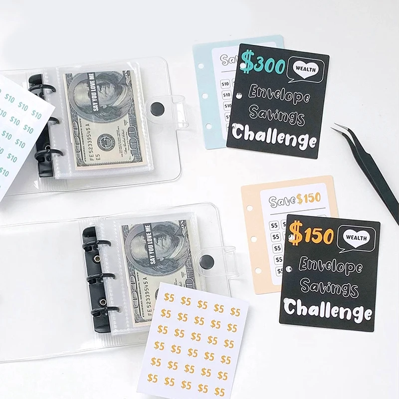 

Envelope Savings Challenge $1000 Saving Money Binder Saving Loose-leaf Notebook Mini Money Card Book Cash Budget Storage Book