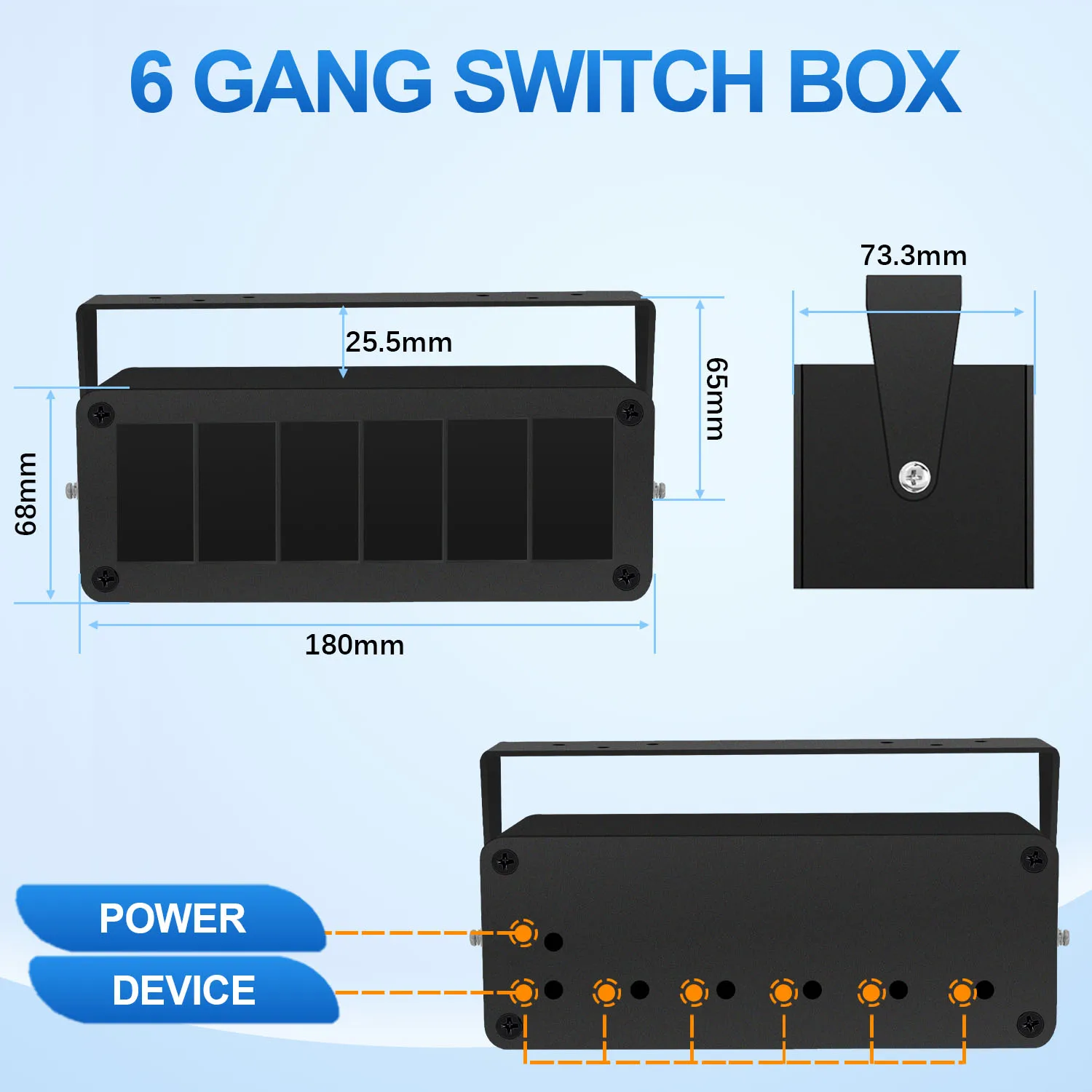 3 / 4 / 5 / 6 Gang Scatola interruttori a bilanciere fai da te Pannello interruttori a bilanciere in alluminio impermeabile per auto Marine Boat RV ATV UTV RZR Off Road