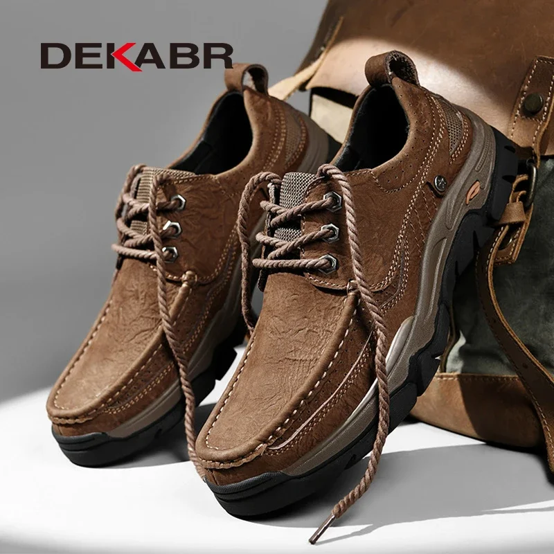 DEKABR Luxury Brand Comfortable Classical Men Loafers Wear-Resistant Genuine Leather Flats Shoes Causal Working Shoes Men