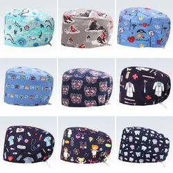 Digital Printing Dental Caps Pet Store Scrub Hats Sanitary Surgical Caps Adjustable Medical Hats Soft Clinic Nurse Hats K1063