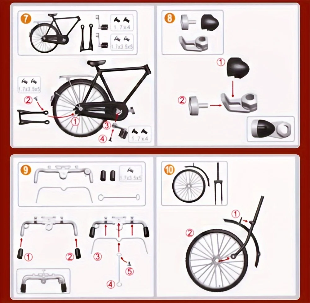Vintage-Fahrradmodellbausatz – mit Pumpe und Gepäck, ideales Geschenk für Sammler und Home-Office-Dekoration – Detail 2