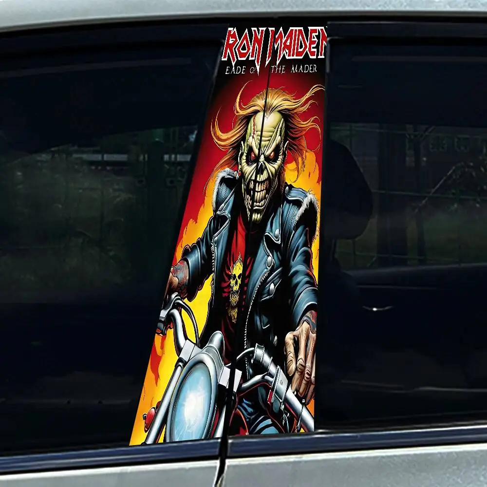 I-Iron Band M-Maiden 2 قطعة سيارة منتصف عمود ملصق الإبداعية B-عمود طبقة رقيقة واقية نمط سيارة ملصق #3