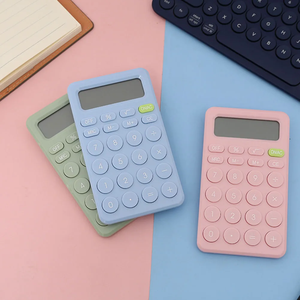 

Plastic Calculator Kids Students Accountant Easy Use Multiplication Non Slip Base Round Button Comfortable Operation Compact