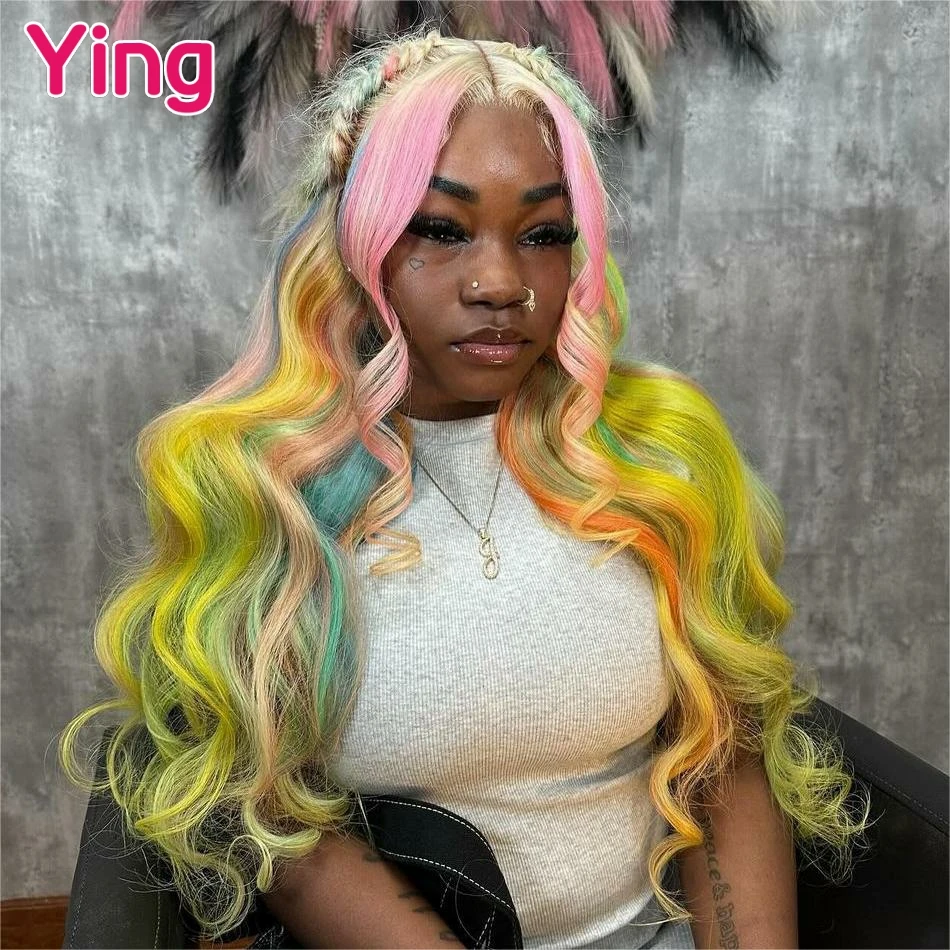 

Ying 200% Omber Pink Colored 12A 13x6 Lace Front Wig Pre Plucked Body Wave Human Hair Wigs Peruvian Remy Hair For Black Women