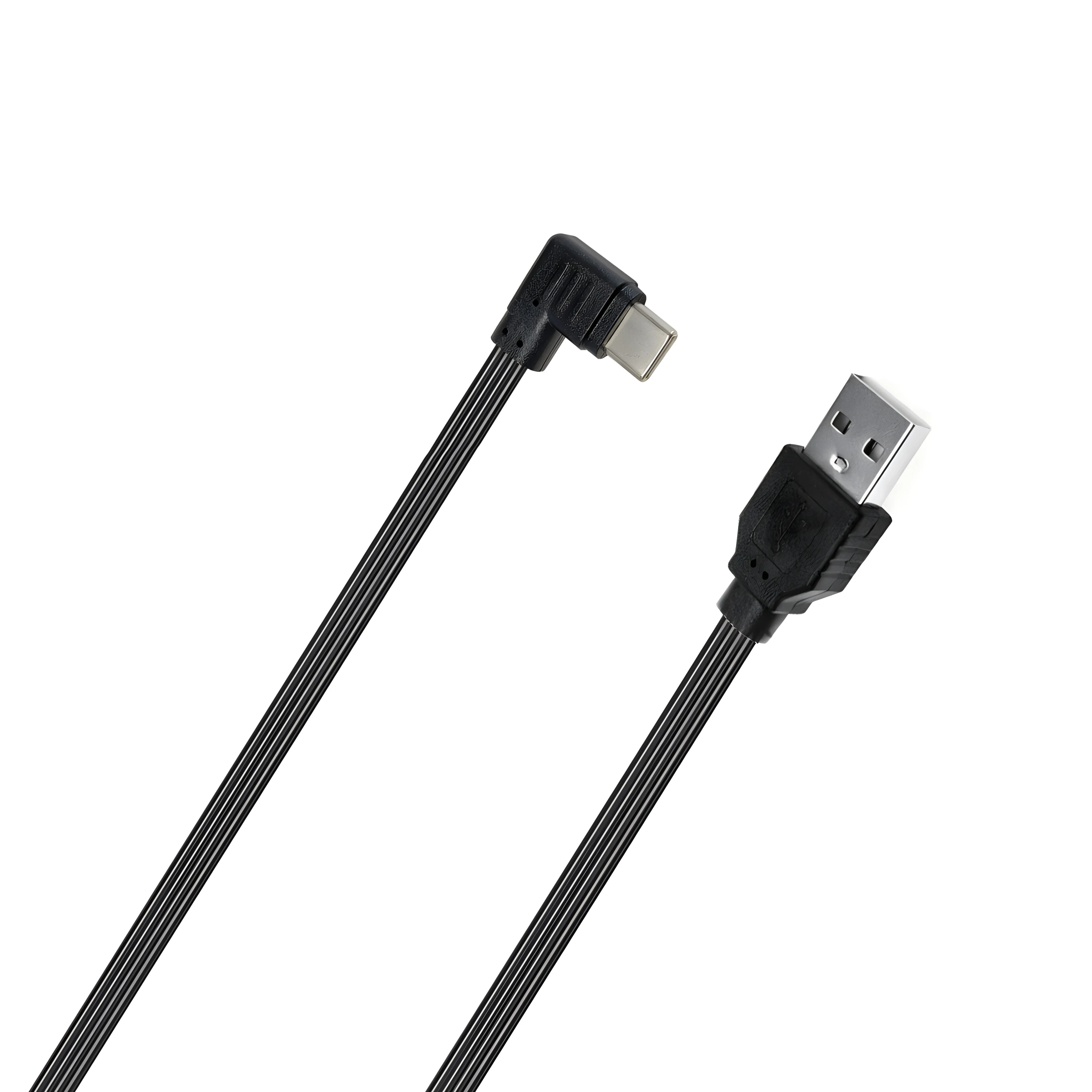 0.3M USB-C نوع C ذكر حتى أسفل يسار يمين بزاوية 90 °   إلى USB 2.0 كابل بيانات ذكر USB Type-c كابل مسطح 0.1 م/0.2 م/0.5 م