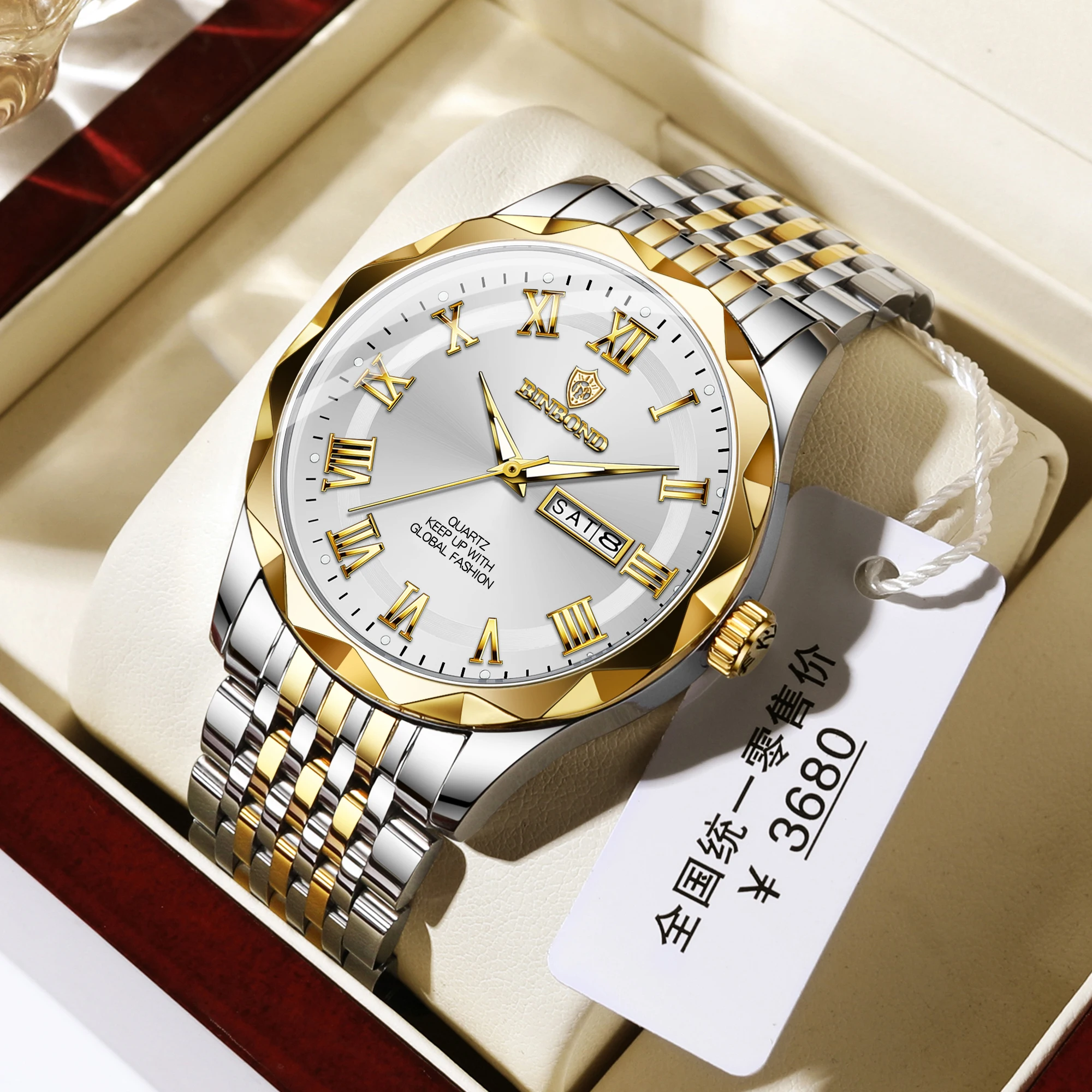 

BINBOND лучший бренд класса люкс модные часы мужские водонепроницаемые часы с датой недели спортивные часы мужские кварцевые наручные часы Relogio Masculino B2521