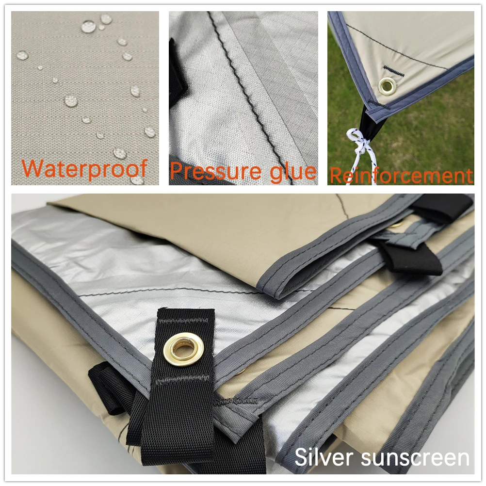 Fotografia 4: Flysheet portátil leve para barraca, lona impermeável, toldo de acampamento, revestimento prateado, lona ao ar livre, 3x3, 3x4, 3x5, 300x300
