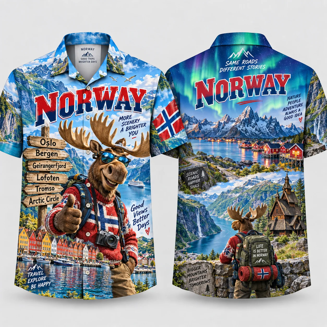  Unisex Holiday Vacation Shirt 3D Printed Short Sleeve Button Up Travel Beach Resort Casual Wear