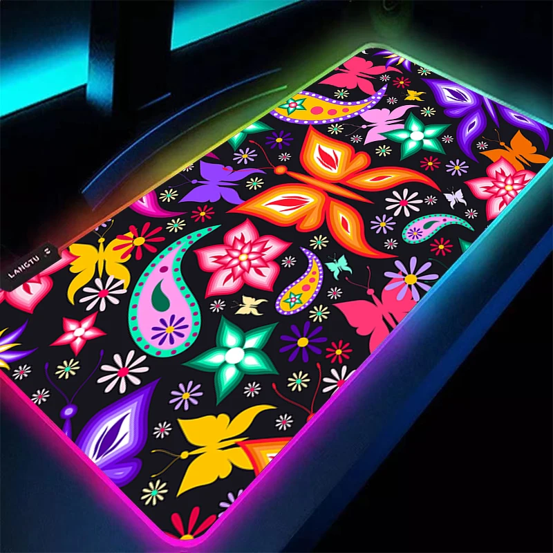 RGB Mouse Pad Gaming Accessories Gabinete Gamer LED PC Computer Butterfly Extended Desk Mat Keyboard Tablet Pad Kawaii Mousepad