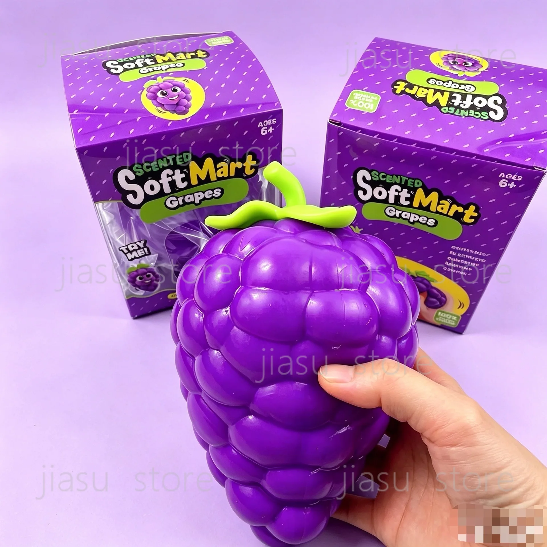 Giant Purple Grape Squeeze Squishy, Flour Filled TPR Decompression Toy Stress Relief Fidget Gadget
