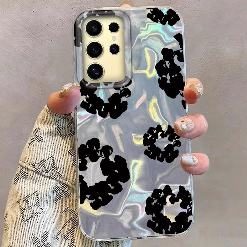 Schwarze Blume D-Denims T-Tears Handyhülle für Samsung Galaxy S21 S22 S23 S24 S25 Plus FE Ultra Cover S22 S23+ Luxus Funda Shell