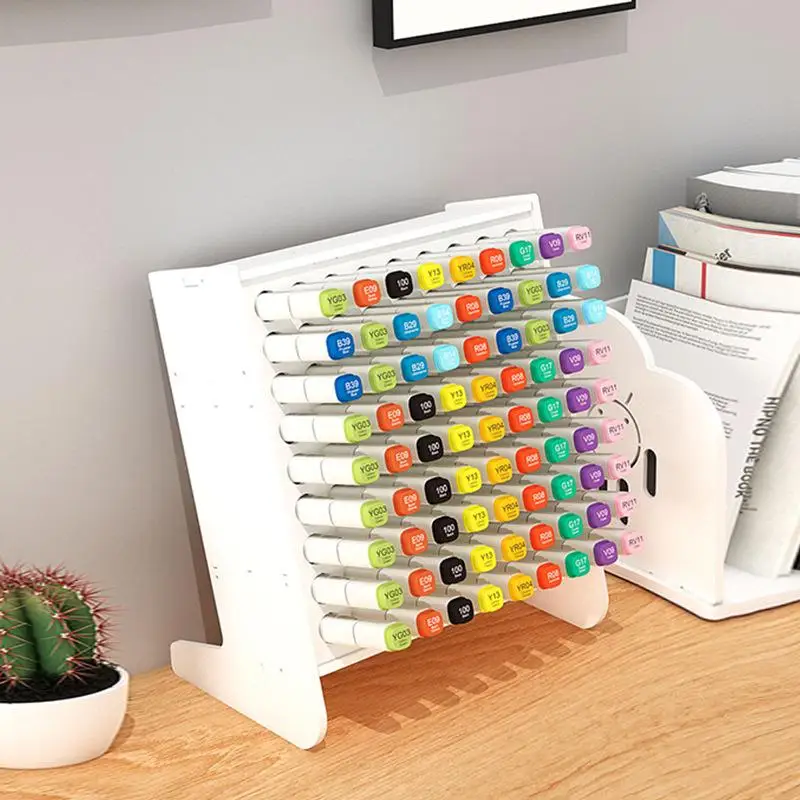 Desktop Marker Storage Rack Large Capacity Pencil Holder Watercolour Brush Organizer Office Stationery Supply
