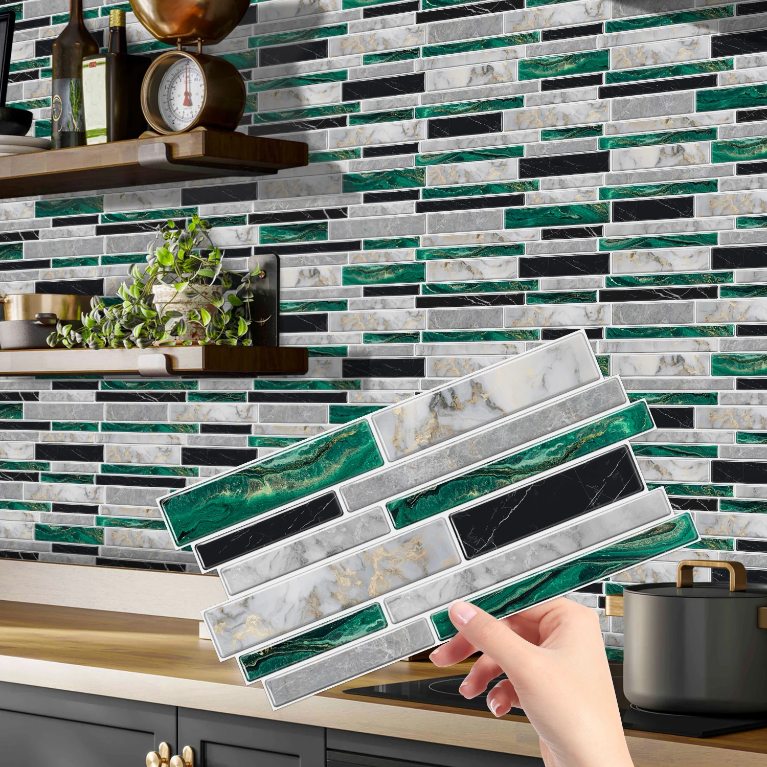 

(6/12/24/48 PCS)Self-Adhesive Marble Mosaic Wall Stickers, Easy to Cut & Install, HD Pattern, Waterproof, DIY Home Decor