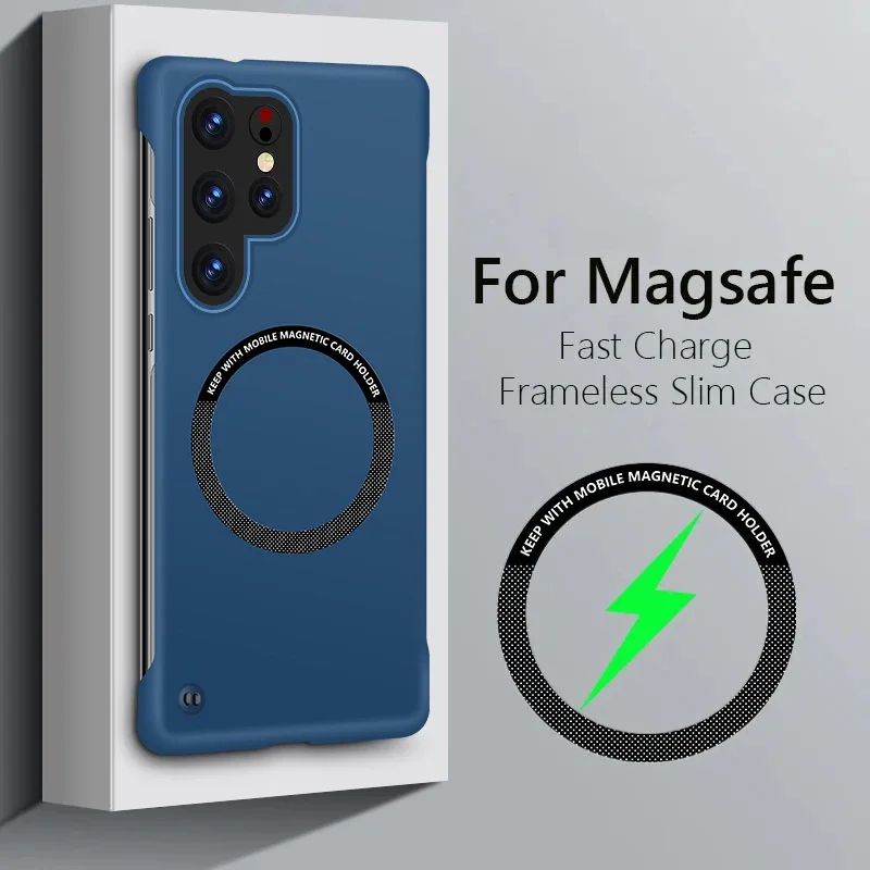 

Магнитный чехол для телефона с беспроводной зарядкой для Samsung Galaxy S21 FE S25 Edge S23 Plus S22 S24 Ultra Protect Frameless Cover Чехлы