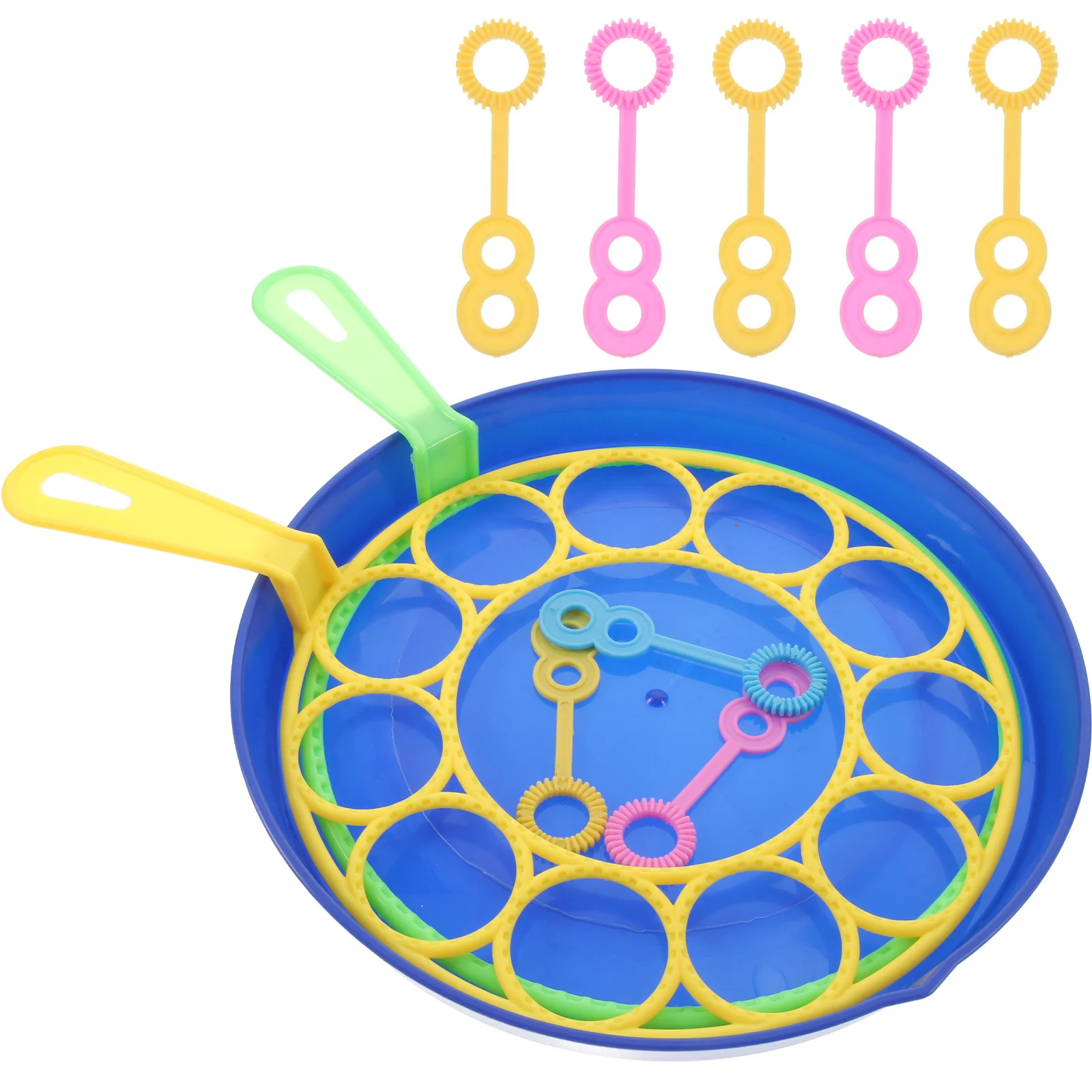 

1Set Bubbles Maker with Tray Bubble Wands Set for Kids Strong ABS Construction Comfortable Handle Ideal for Parties Vacations
